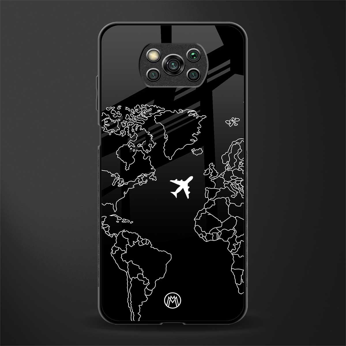 airplane flying wanderlust glass case for poco x3 image