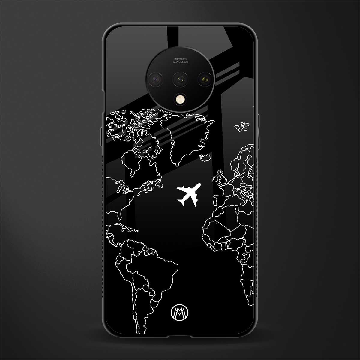 airplane flying wanderlust glass case for oneplus 7t image