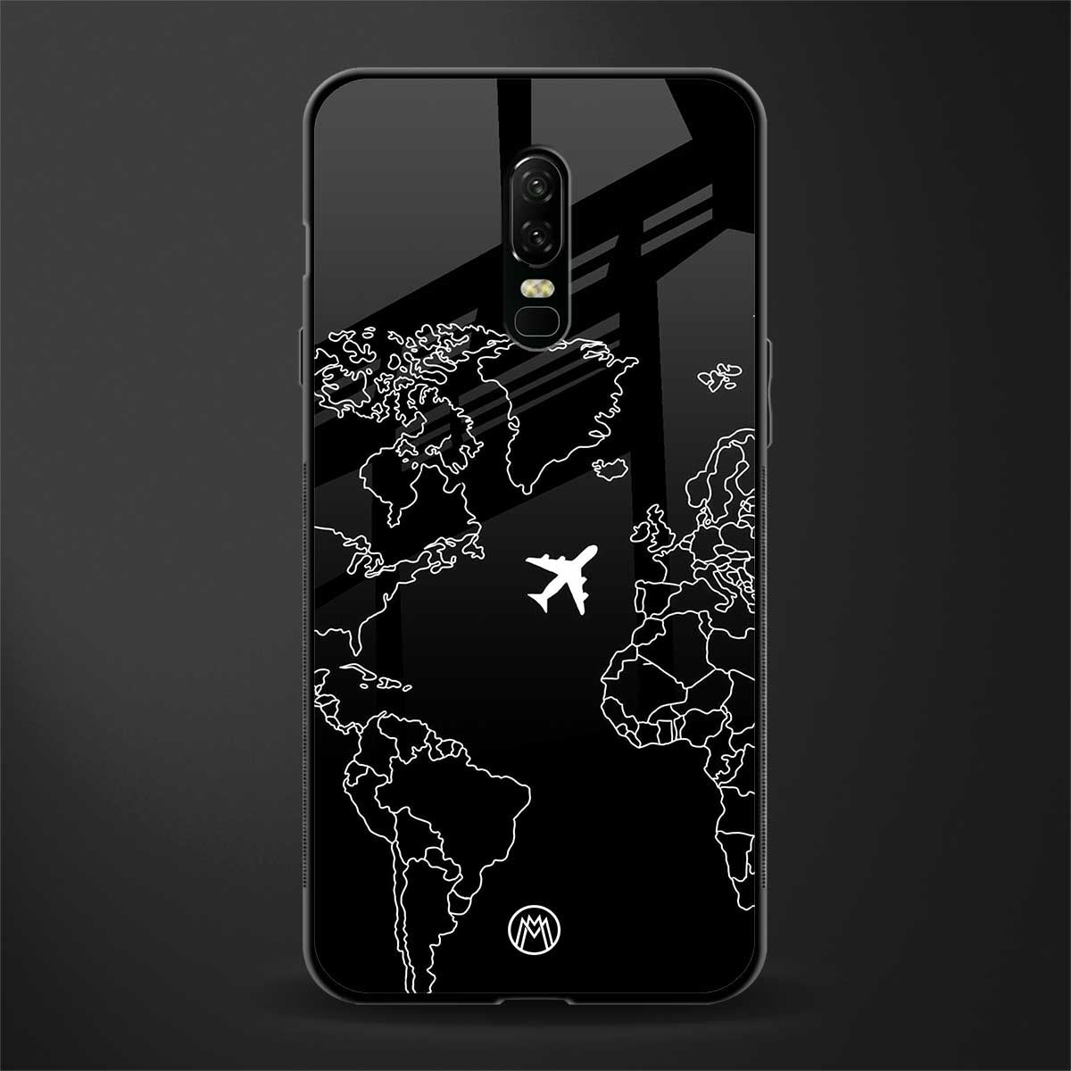 airplane flying wanderlust glass case for oneplus 6 image