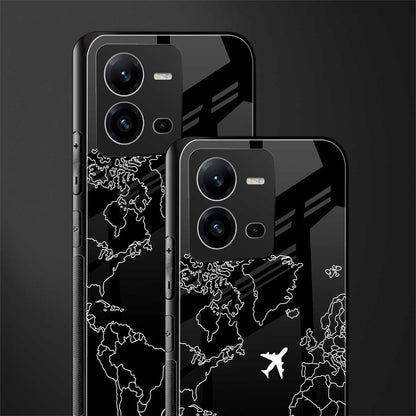 airplane flying wanderlust back phone cover | glass case for vivo v25-5g