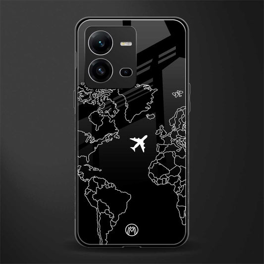 airplane flying wanderlust back phone cover | glass case for vivo v25-5g