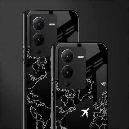 airplane flying wanderlust back phone cover | glass case for vivo v25 pro 5g