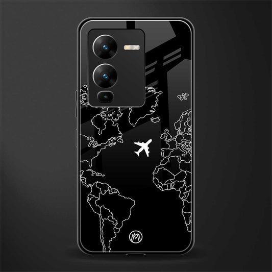 airplane flying wanderlust back phone cover | glass case for vivo v25 pro 5g