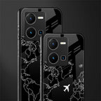 airplane flying wanderlust back phone cover | glass case for vivo y35 4g