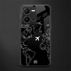 airplane flying wanderlust back phone cover | glass case for vivo y35 4g