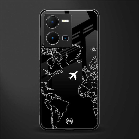 airplane flying wanderlust back phone cover | glass case for vivo y35 4g