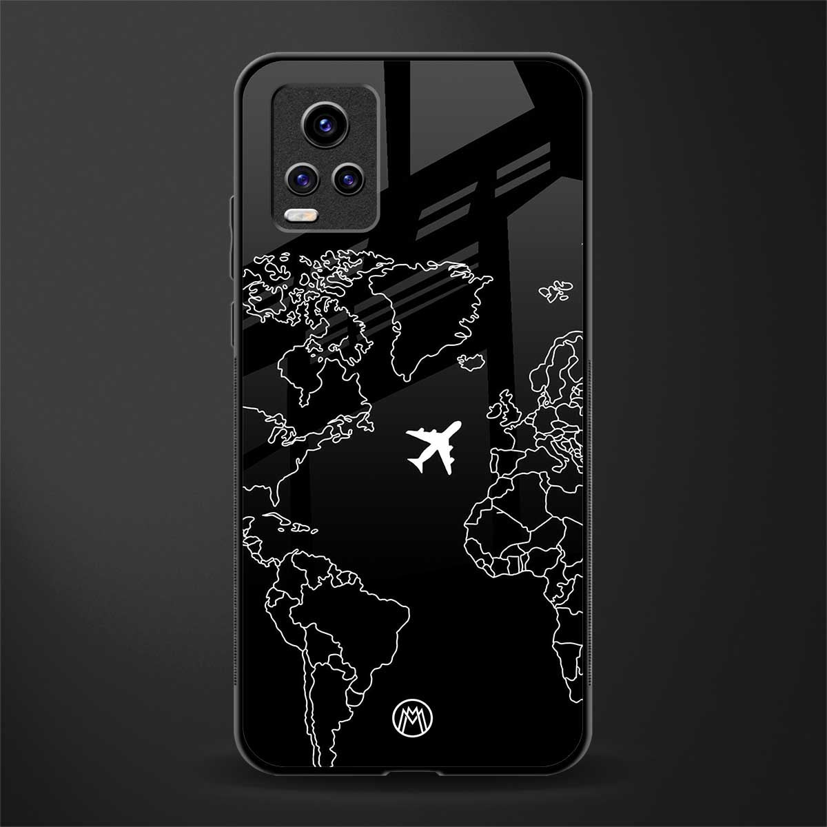 airplane flying wanderlust back phone cover | glass case for vivo v21e 4g