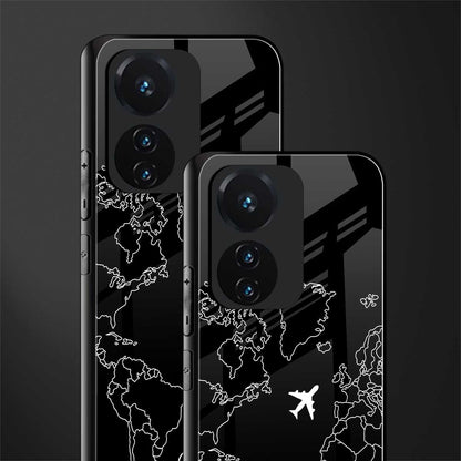 airplane flying wanderlust back phone cover | glass case for vivo t1 44w 4g