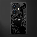 airplane flying wanderlust back phone cover | glass case for vivo t1 44w 4g