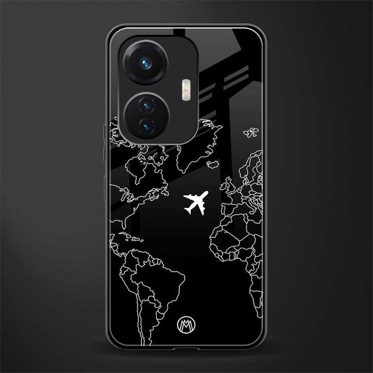 airplane flying wanderlust back phone cover | glass case for vivo t1 44w 4g