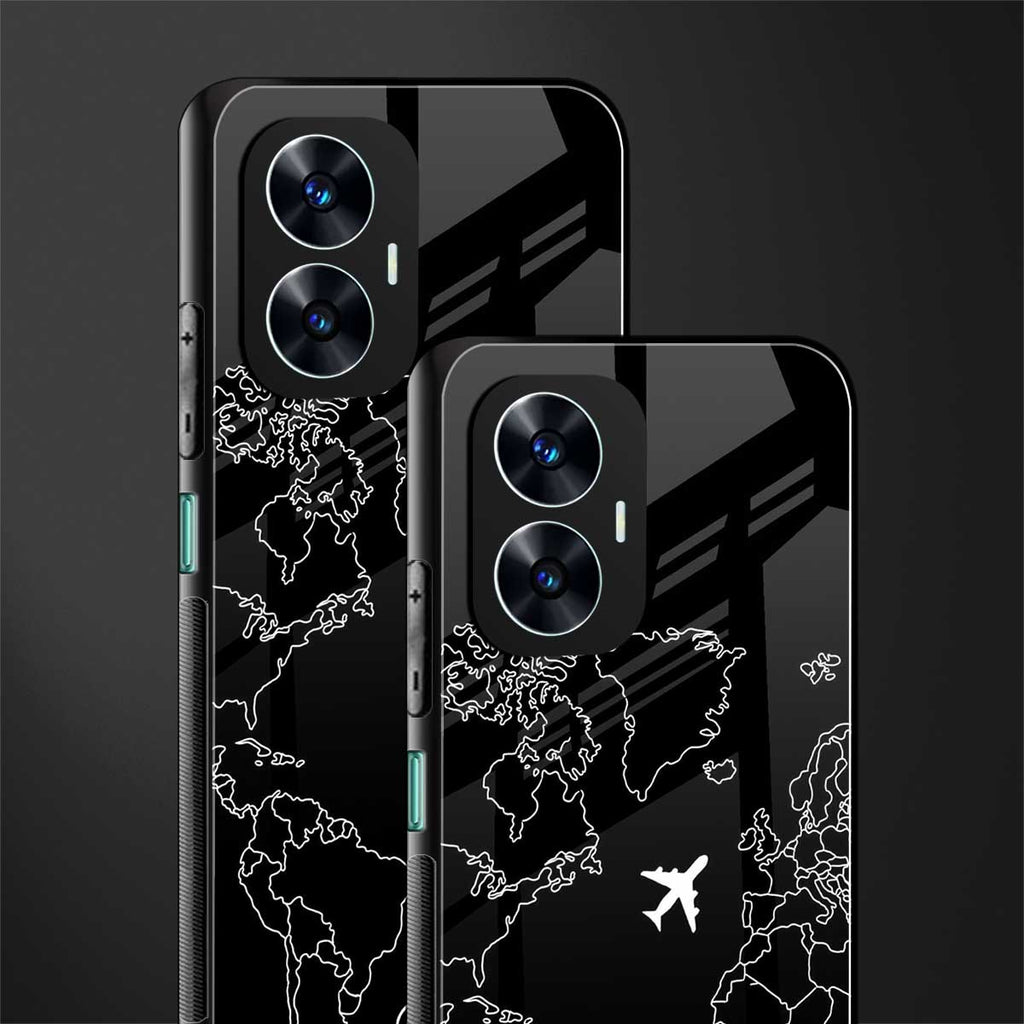 airplane flying wanderlust back phone cover | glass case for realme c55