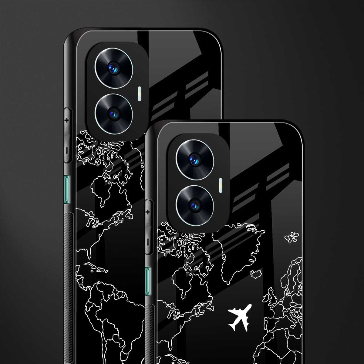 airplane flying wanderlust back phone cover | glass case for realme c55