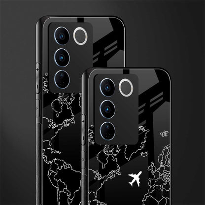 airplane flying wanderlust back phone cover | glass case for vivo v27 pro 5g
