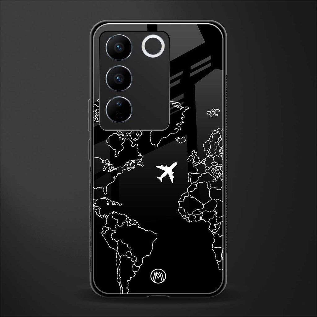 airplane flying wanderlust back phone cover | glass case for vivo v27 pro 5g