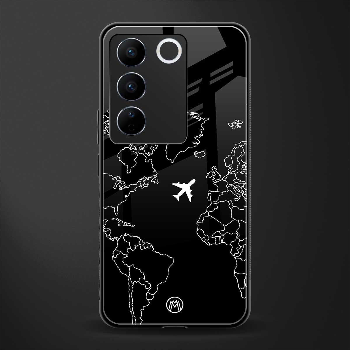 airplane flying wanderlust back phone cover | glass case for vivo v27 pro 5g