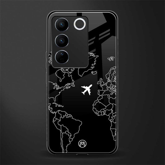 airplane flying wanderlust back phone cover | glass case for vivo v27 pro 5g