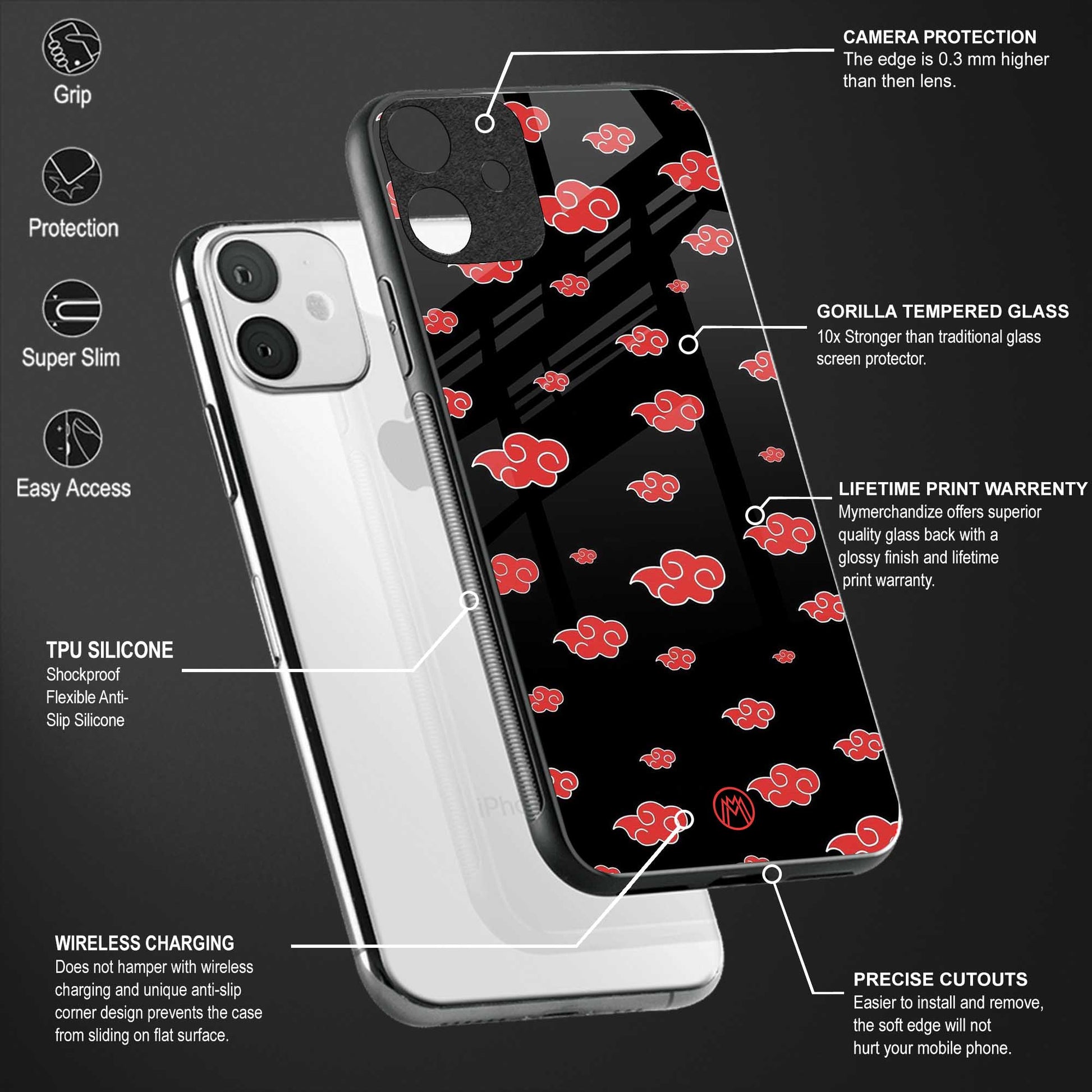 akatsuki naruto anime glass case for iphone xr image-4