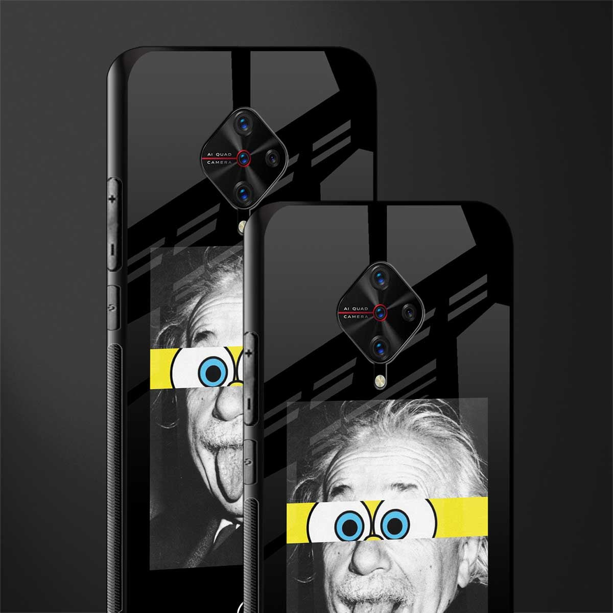 albert einstein spongebob squarepants glass case for vivo s1 pro image-2