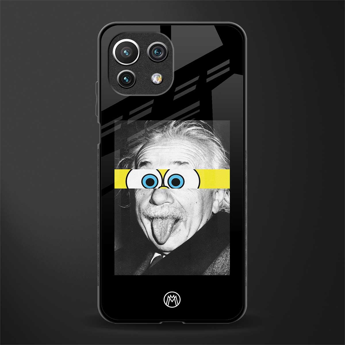 albert einstein spongebob squarepants glass case for mi 11 lite image