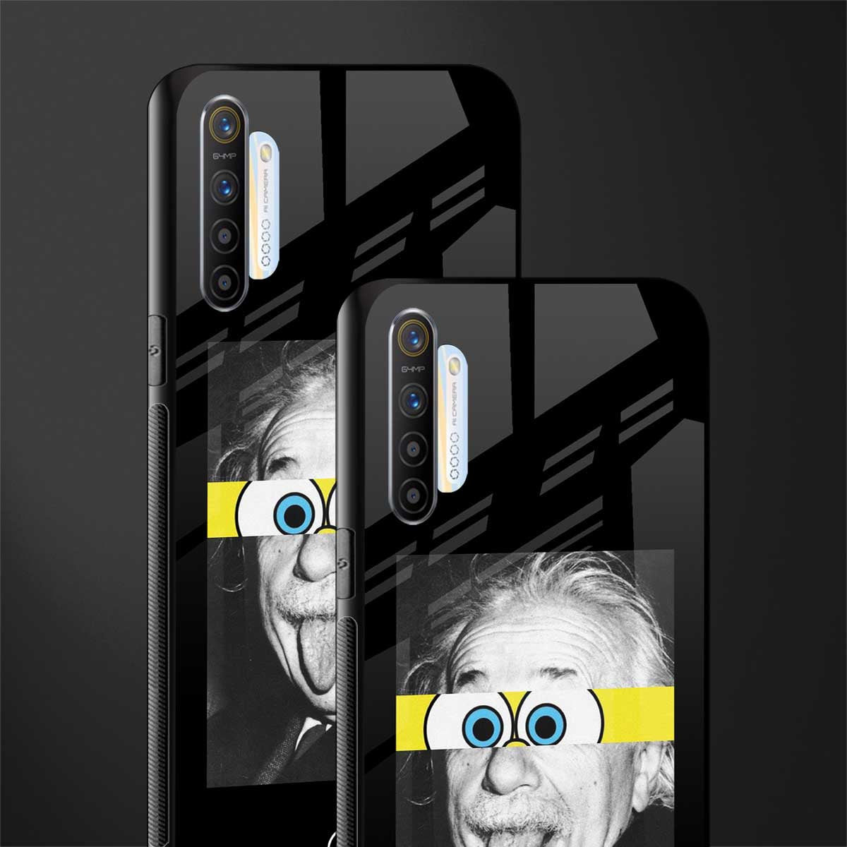 albert einstein spongebob squarepants glass case for realme xt image-2