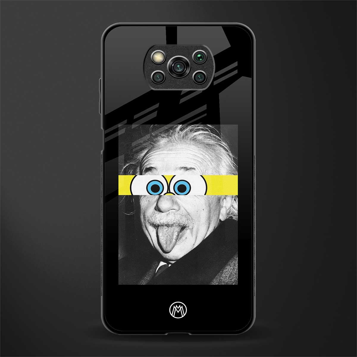 albert einstein spongebob squarepants glass case for poco x3 image