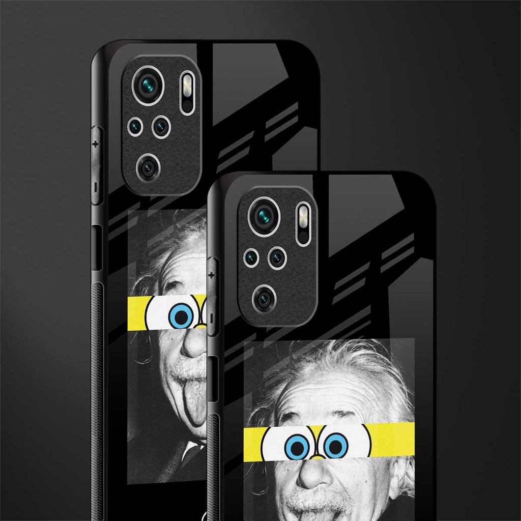 albert einstein spongebob squarepants glass case for redmi note 10s image-2