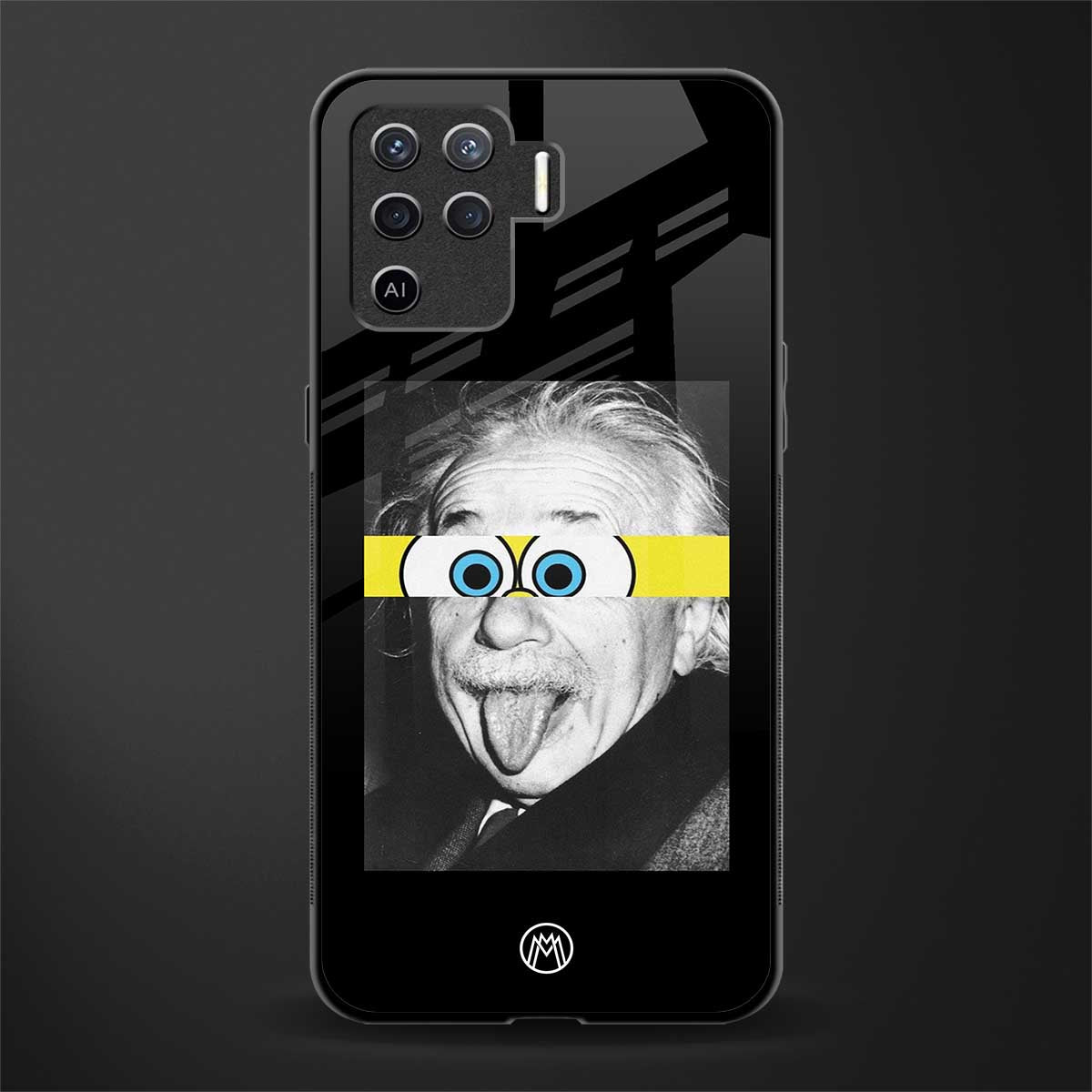 albert einstein spongebob squarepants glass case for oppo f19 pro image