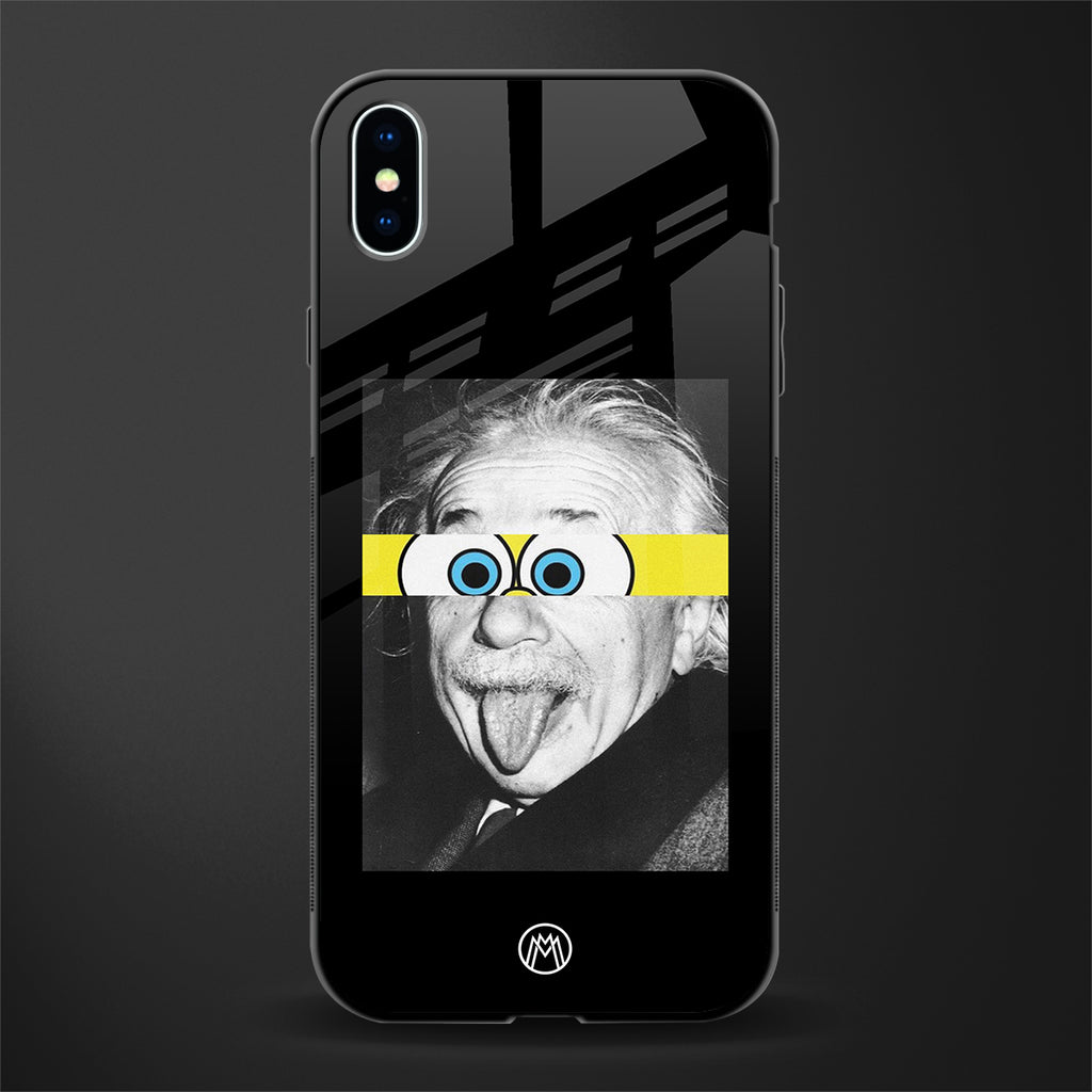 albert einstein spongebob squarepants glass case for iphone xs max image