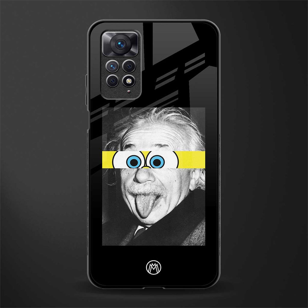 albert einstein spongebob squarepants back phone cover | glass case for redmi note 11 pro plus 4g/5g