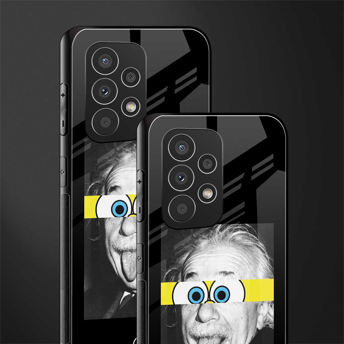albert einstein spongebob squarepants back phone cover | glass case for samsung galaxy a73 5g