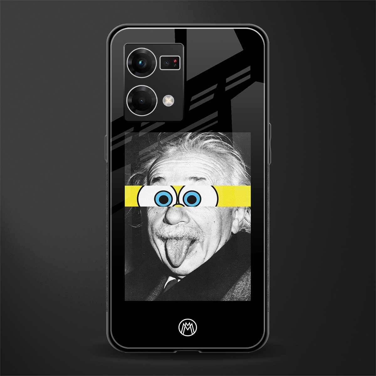 albert einstein spongebob squarepants back phone cover | glass case for oppo f21 pro 4g