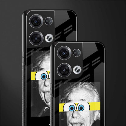 albert einstein spongebob squarepants back phone cover | glass case for oppo reno 8