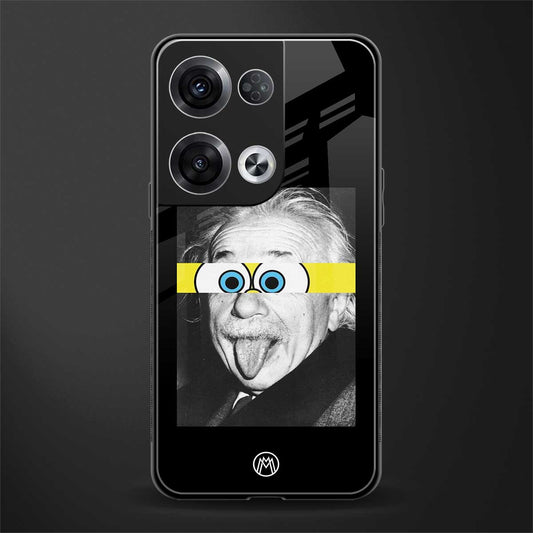 albert einstein spongebob squarepants back phone cover | glass case for oppo reno 8 pro