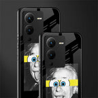 albert einstein spongebob squarepants back phone cover | glass case for vivo v25 pro 5g