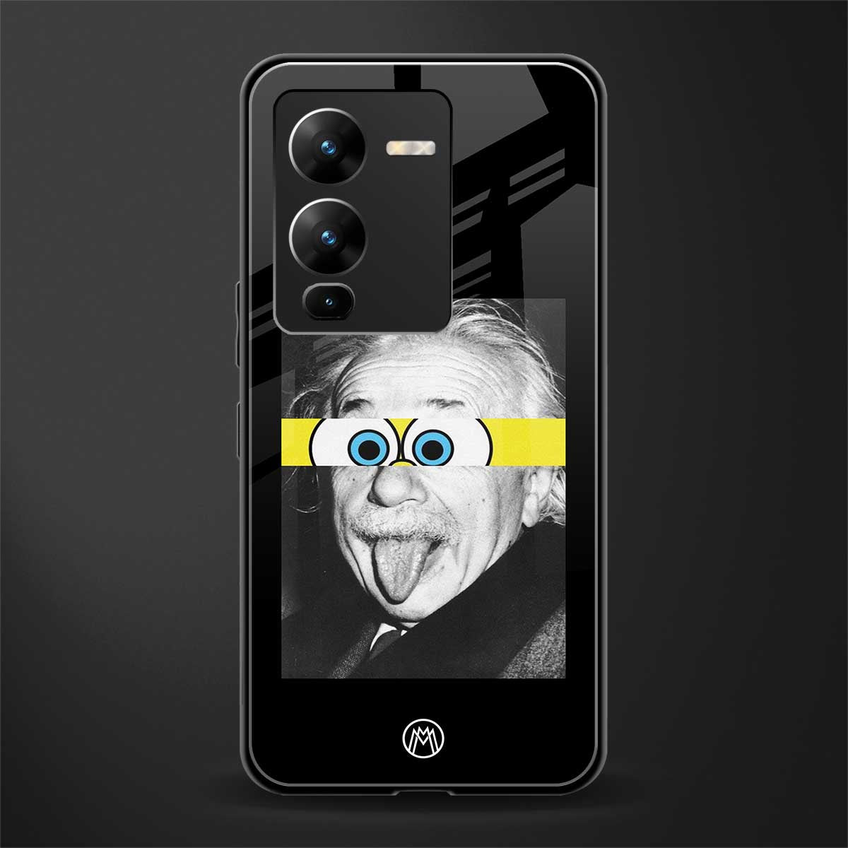 albert einstein spongebob squarepants back phone cover | glass case for vivo v25 pro 5g