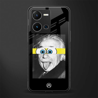albert einstein spongebob squarepants back phone cover | glass case for vivo y35 4g