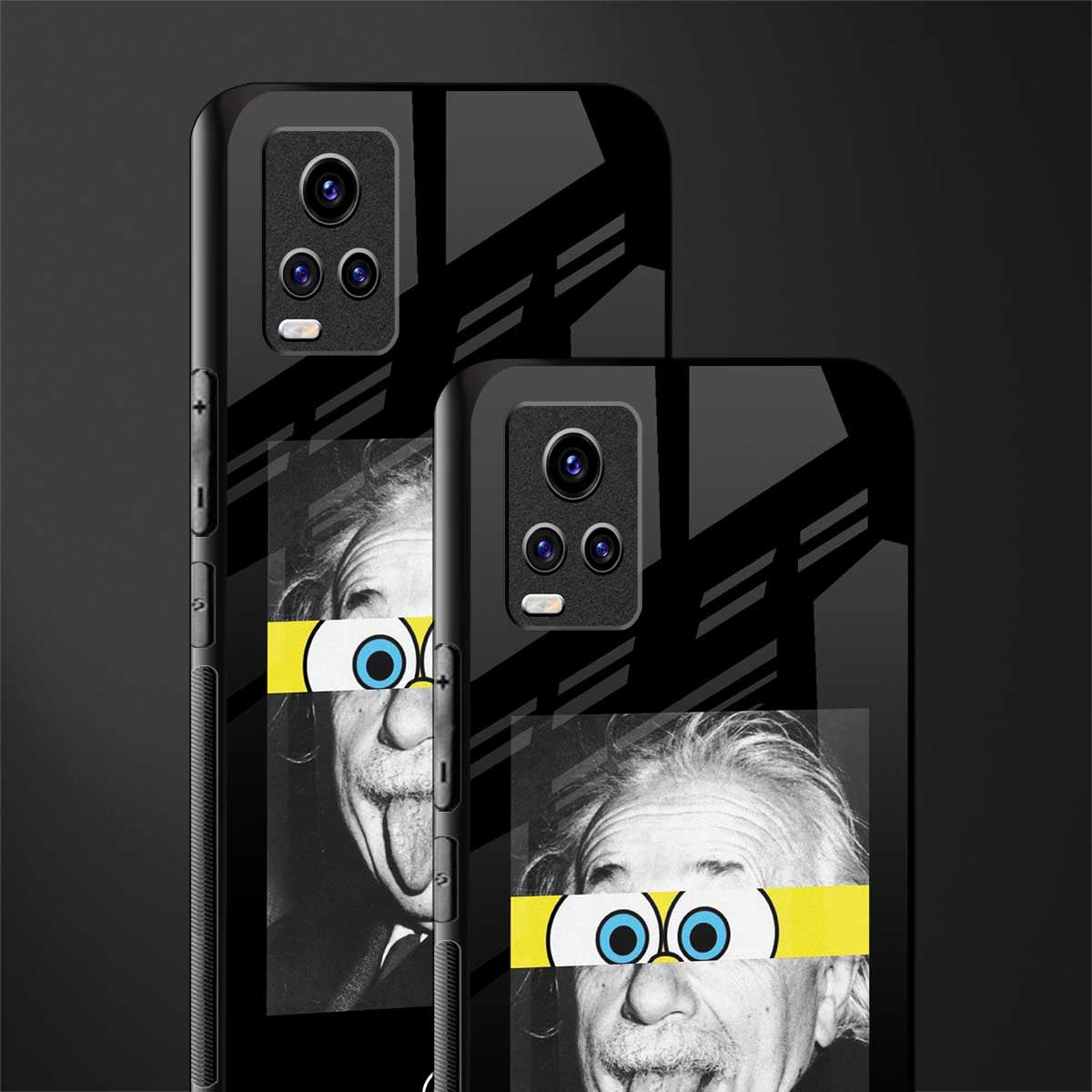 albert einstein spongebob squarepants back phone cover | glass case for vivo v21e 4g
