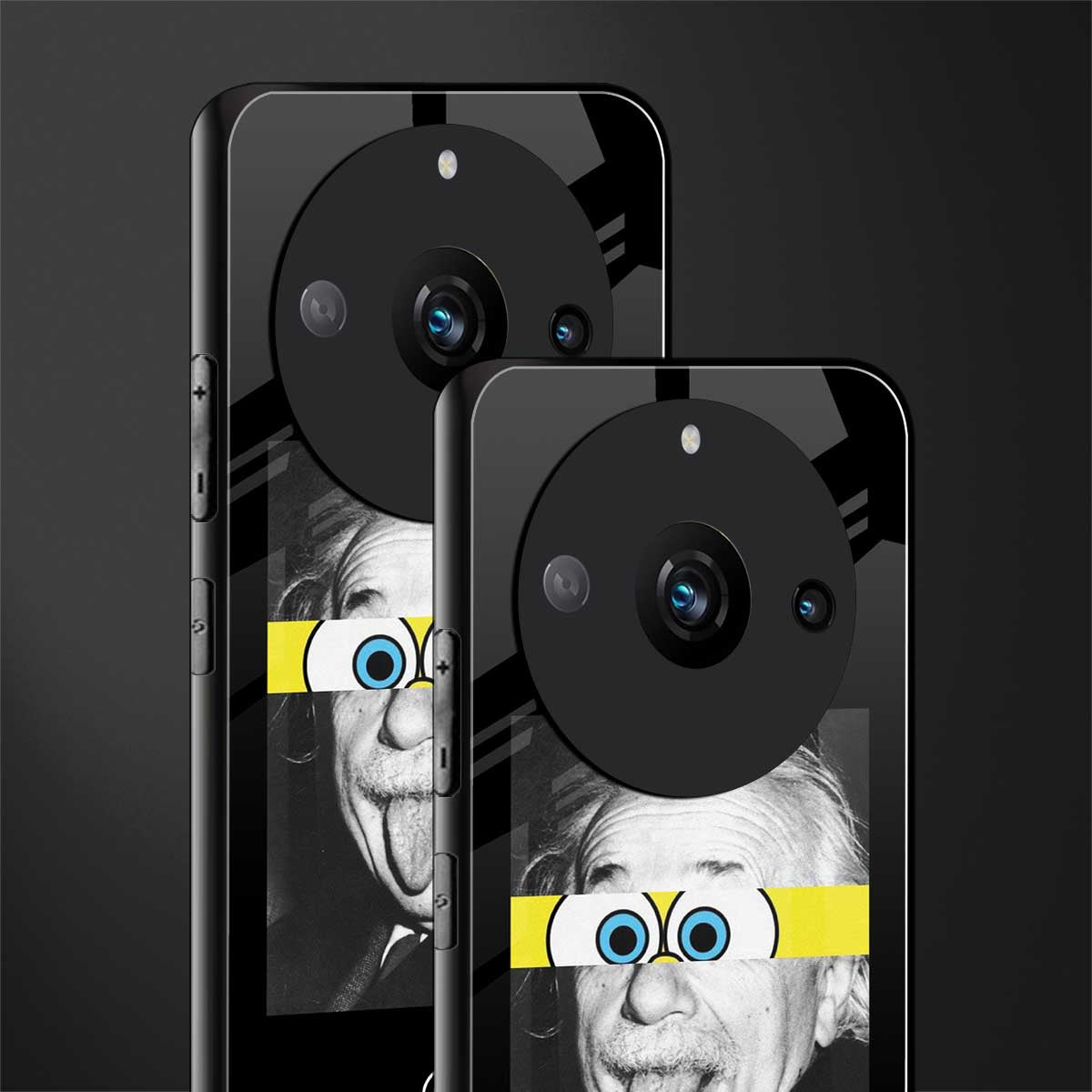 albert einstein spongebob squarepants back phone cover | glass case for realme 11 pro 5g