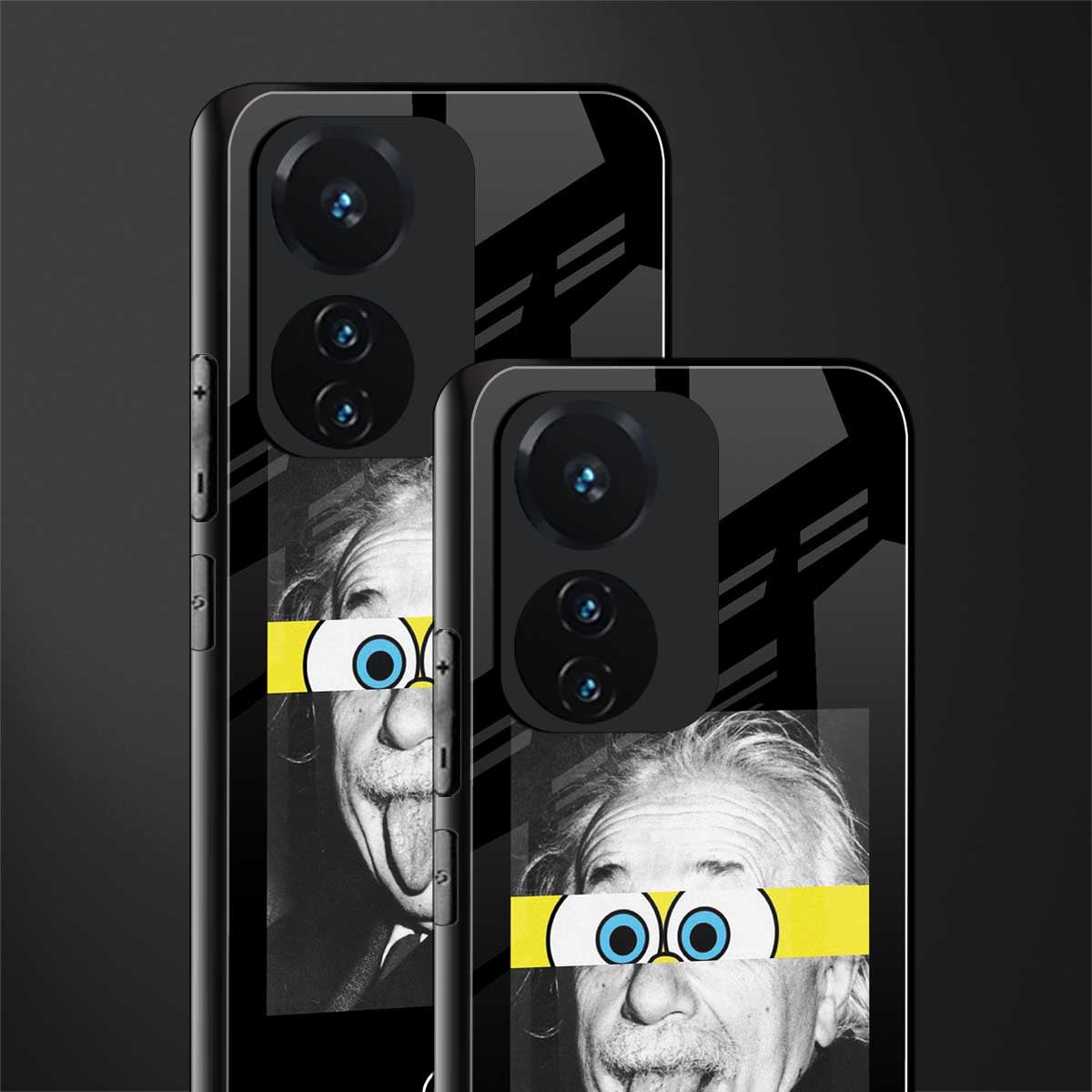 albert einstein spongebob squarepants back phone cover | glass case for vivo t1 44w 4g