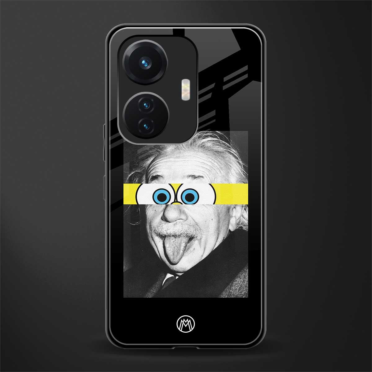 albert einstein spongebob squarepants back phone cover | glass case for vivo t1 44w 4g