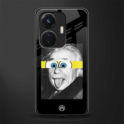 albert einstein spongebob squarepants back phone cover | glass case for vivo t1 44w 4g