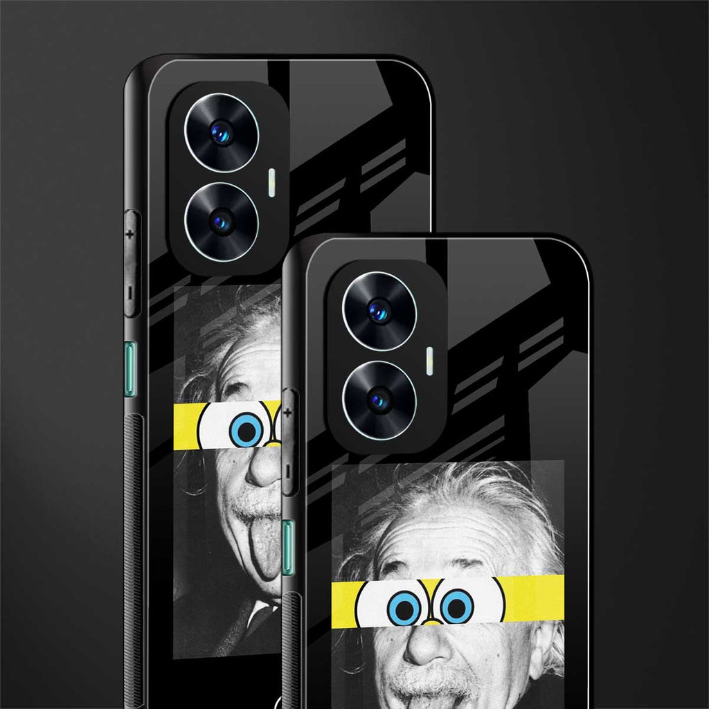 albert einstein spongebob squarepants back phone cover | glass case for realme c55