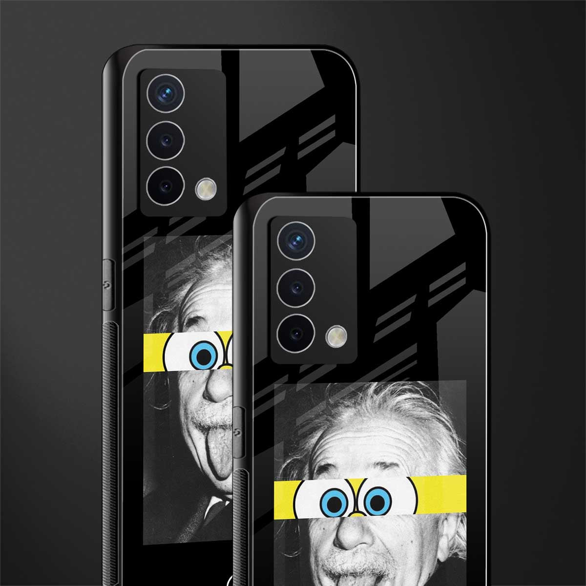 albert einstein spongebob squarepants back phone cover | glass case for oppo a74 4g