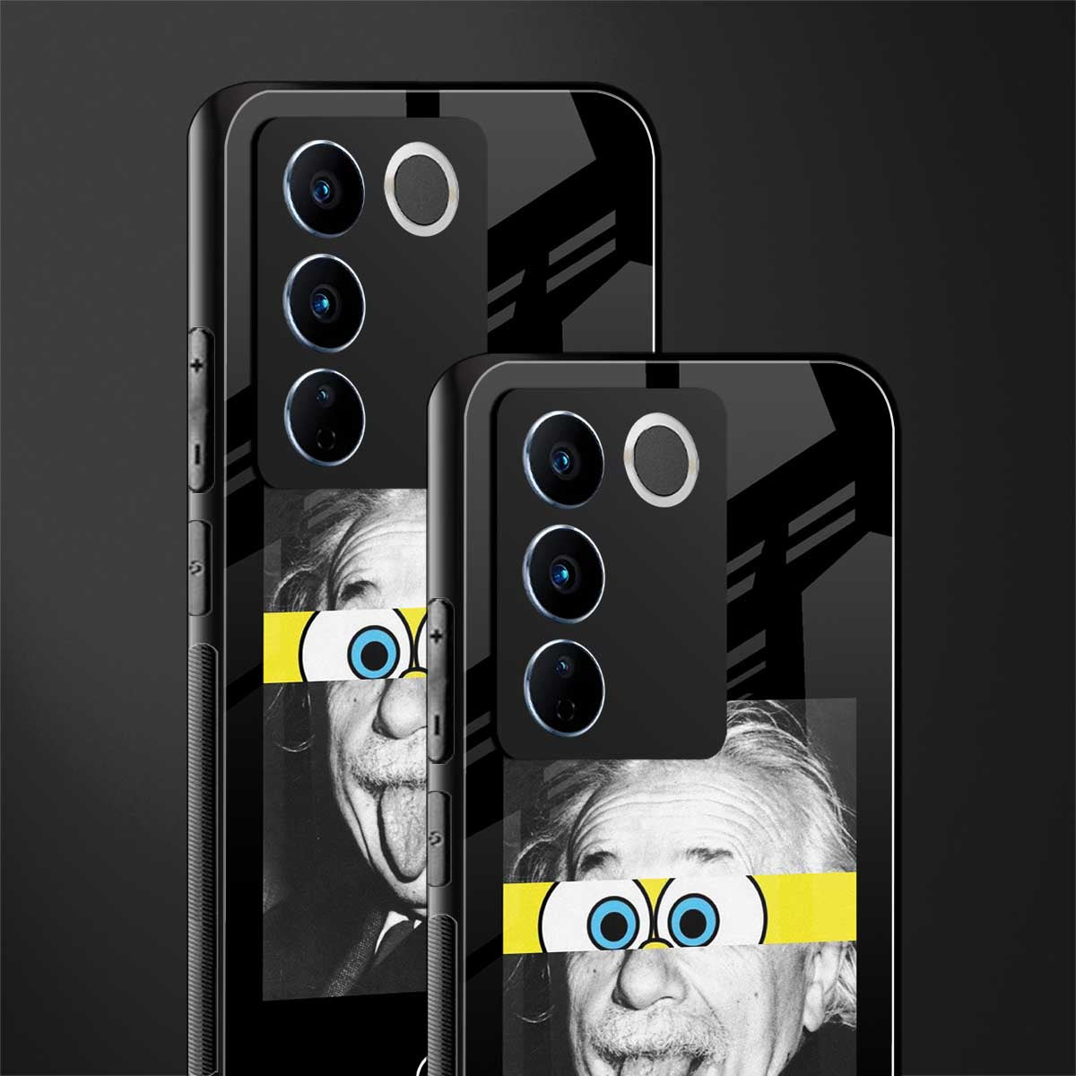 albert einstein spongebob squarepants back phone cover | glass case for vivo v27 pro 5g
