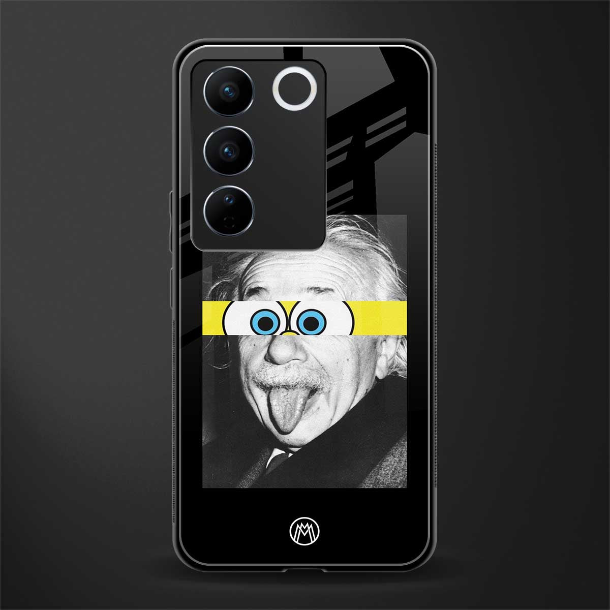 albert einstein spongebob squarepants back phone cover | glass case for vivo v27 pro 5g