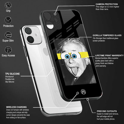albert einstein spongebob squarepants back phone cover | glass case for vivo t1 44w 4g