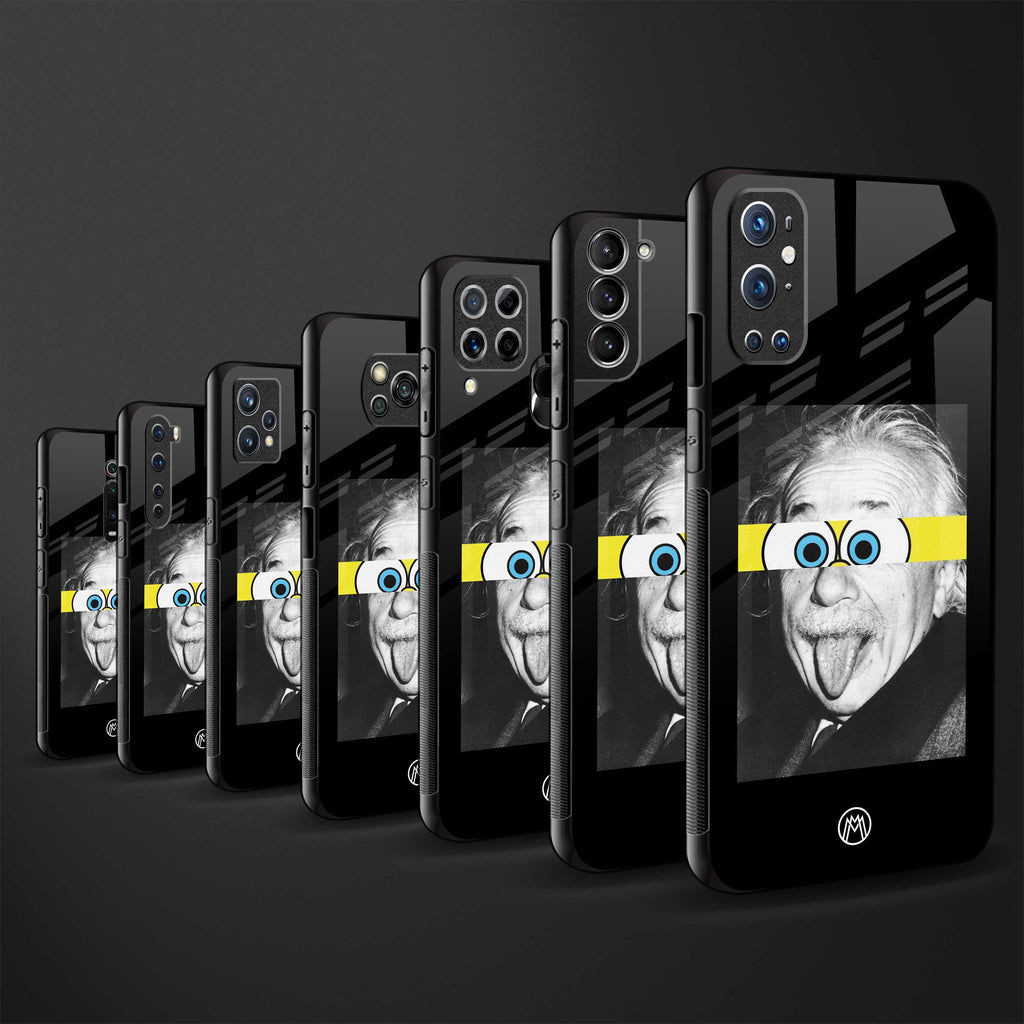 albert einstein spongebob squarepants back phone cover | glass case for redmi note 11 pro plus 4g/5g