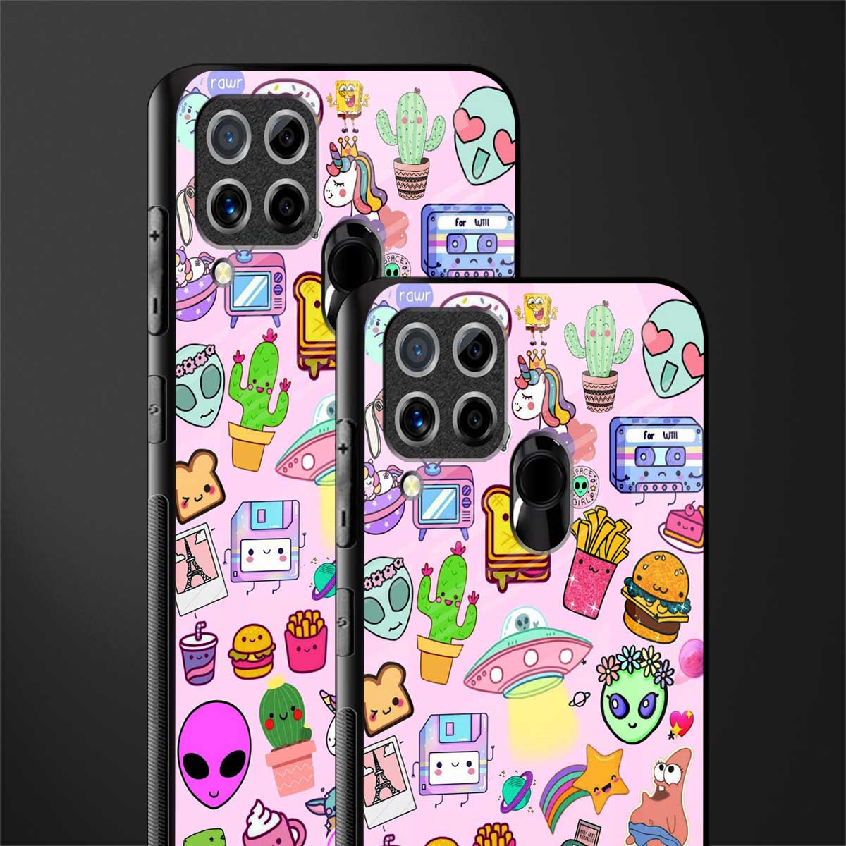 alien stickers studio glass case for realme c15 image-2