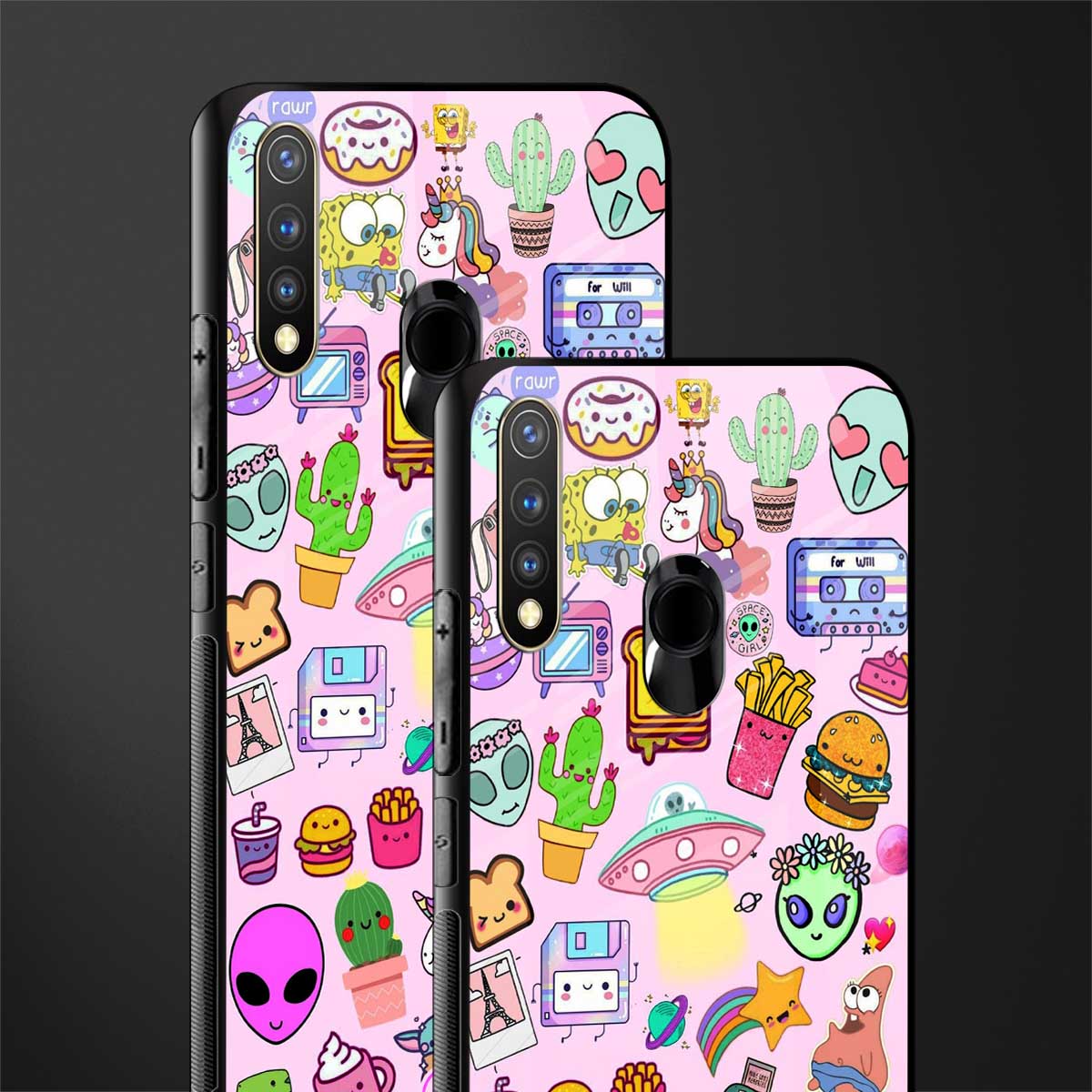 alien stickers studio glass case for vivo u20 image-2