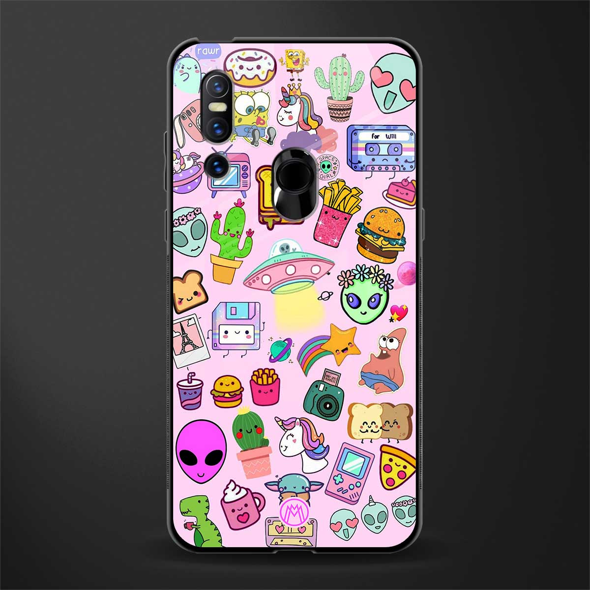 alien stickers studio glass case for vivo v15 image